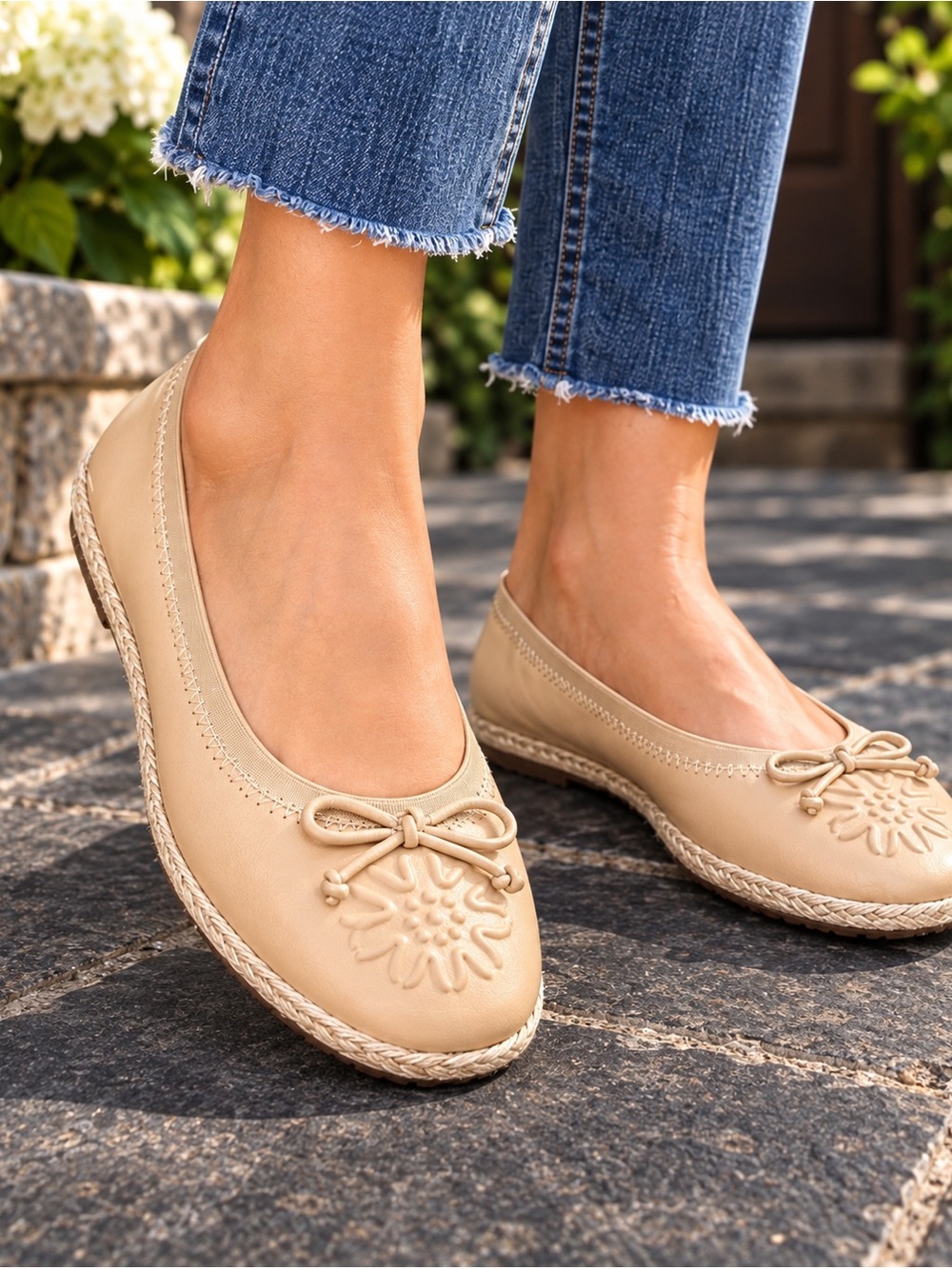 Frye And Co Willow Ballet Flat Cafe Faux Leather Espadrille Slip On Womens Sz 5M